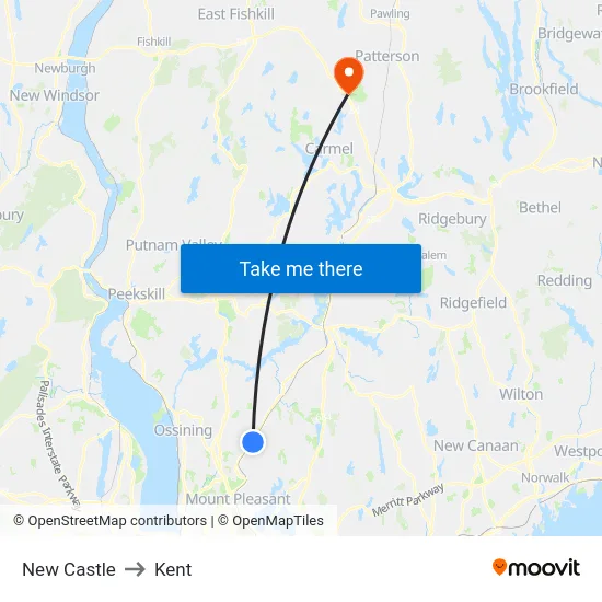 New Castle to Kent map