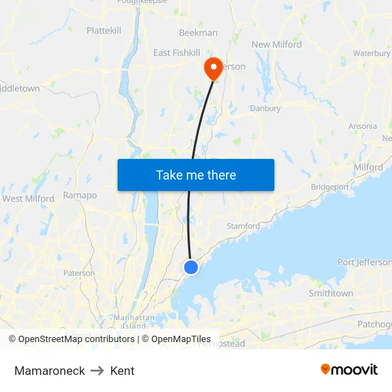 Mamaroneck to Kent map