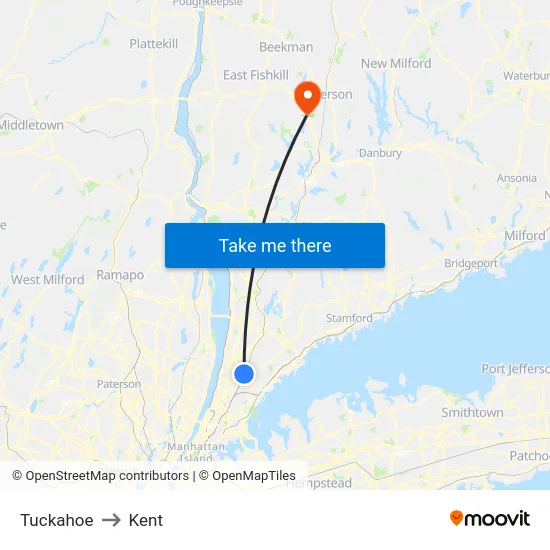 Tuckahoe to Kent map