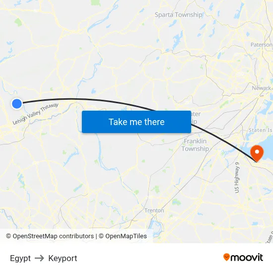 Egypt to Keyport map