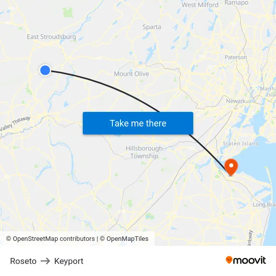 Roseto to Keyport map