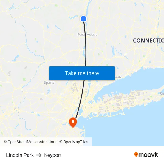Lincoln Park to Keyport map