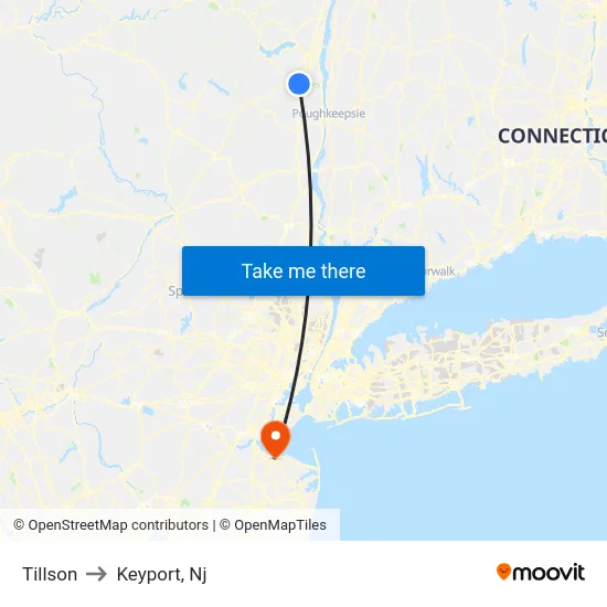 Tillson to Keyport, Nj map