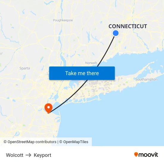 Wolcott to Keyport map