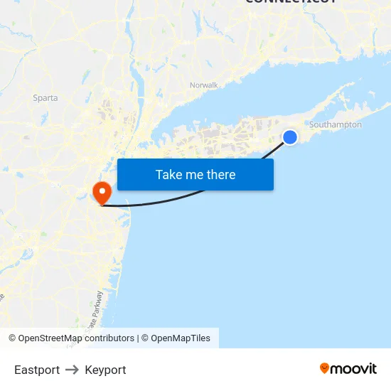 Eastport to Keyport map