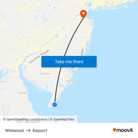 Wildwood to Keyport map