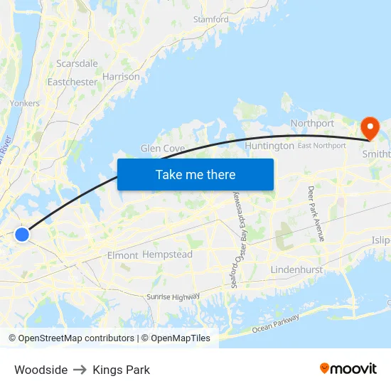 Woodside to Kings Park map