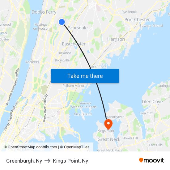 Greenburgh, Ny to Kings Point, Ny map