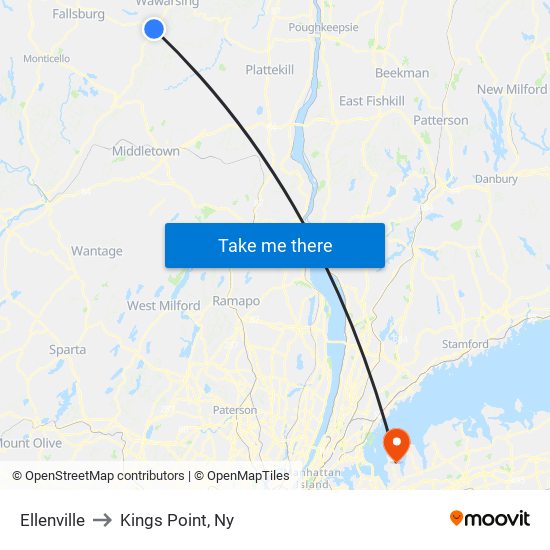 Ellenville to Kings Point, Ny map