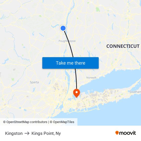 Kingston to Kings Point, Ny map
