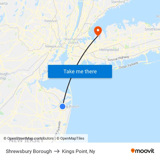 Shrewsbury Borough to Kings Point, Ny map