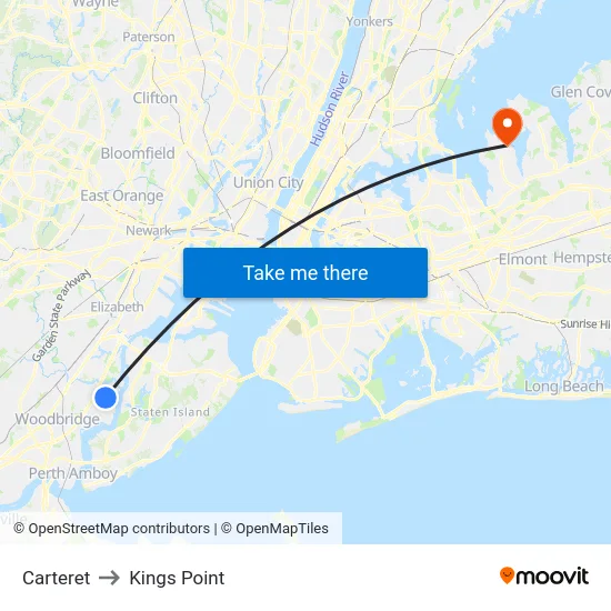 Carteret to Kings Point map