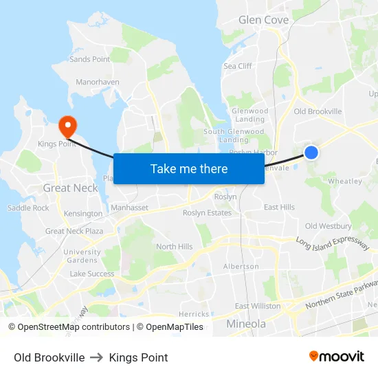 Old Brookville to Kings Point map