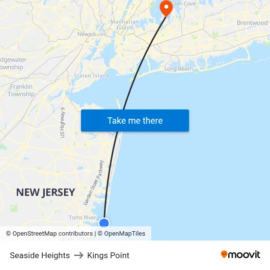 Seaside Heights to Kings Point map