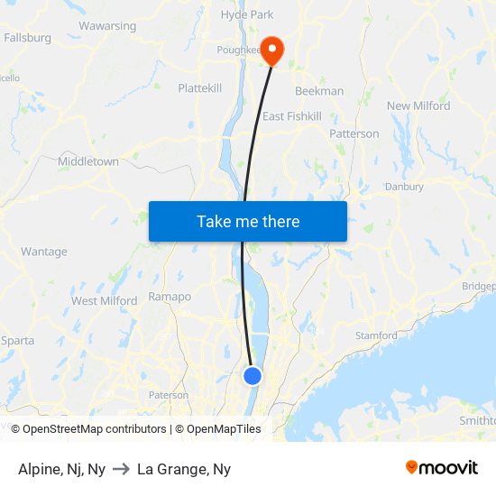 Alpine, Nj, Ny to La Grange, Ny map