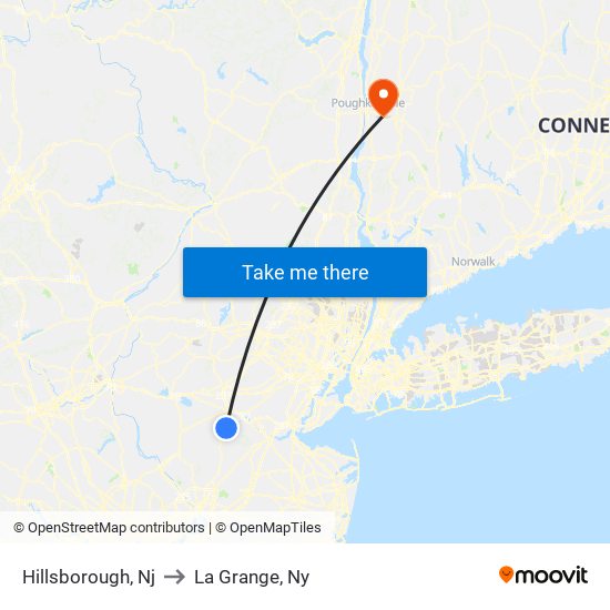 Hillsborough, Nj to La Grange, Ny map