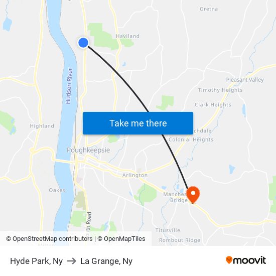 Hyde Park, Ny to La Grange, Ny map
