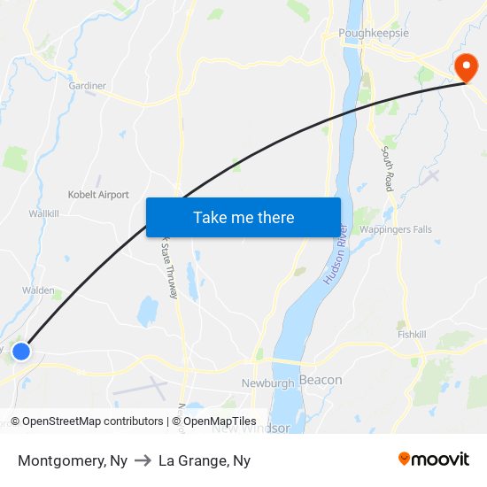 Montgomery, Ny to La Grange, Ny map