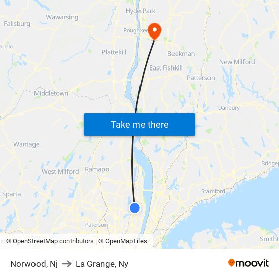 Norwood, Nj to La Grange, Ny map