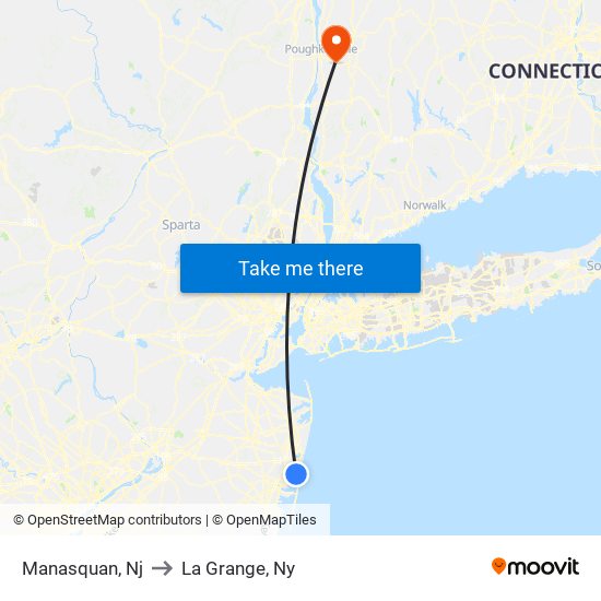 Manasquan, Nj to La Grange, Ny map