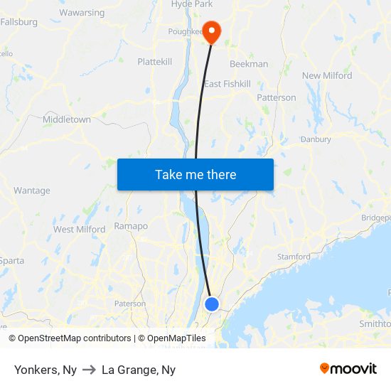 Yonkers, Ny to La Grange, Ny map