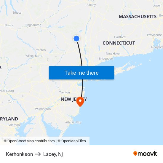 Kerhonkson to Lacey, Nj map