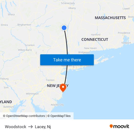 Woodstock to Lacey, Nj map