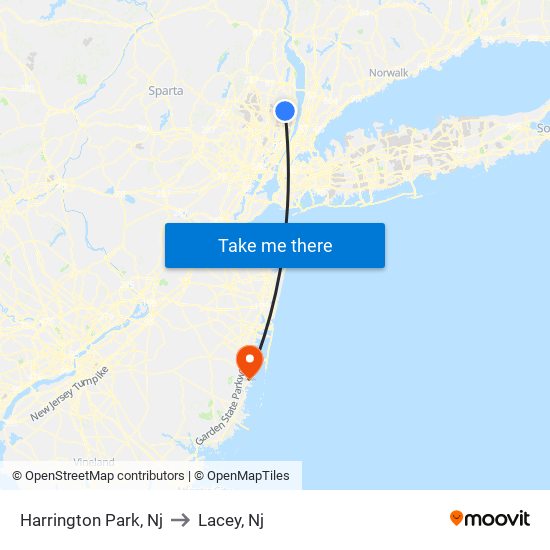 Harrington Park, Nj to Lacey, Nj map