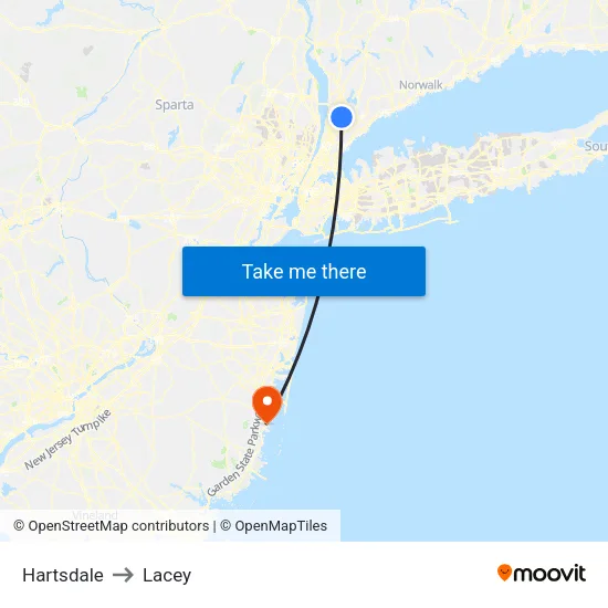 Hartsdale to Lacey map