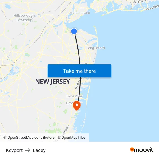 Keyport to Lacey map