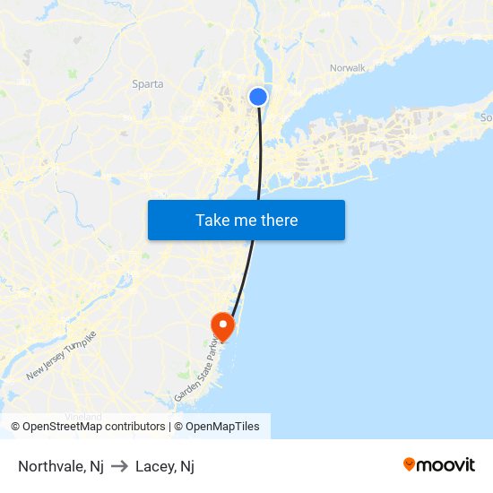 Northvale, Nj to Lacey, Nj map