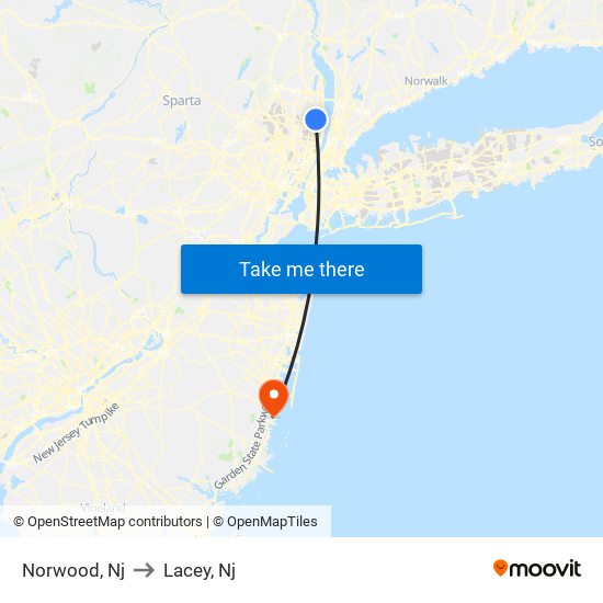 Norwood, Nj to Lacey, Nj map