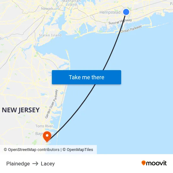 Plainedge to Lacey map