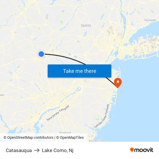 Catasauqua to Lake Como, Nj map