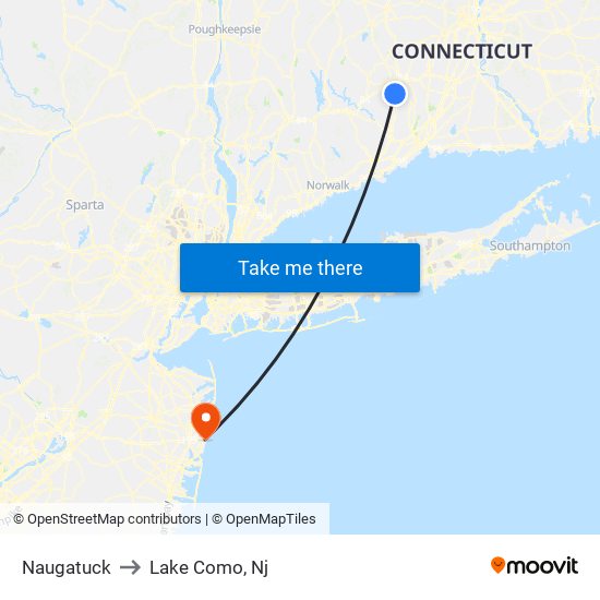 Naugatuck to Lake Como, Nj map