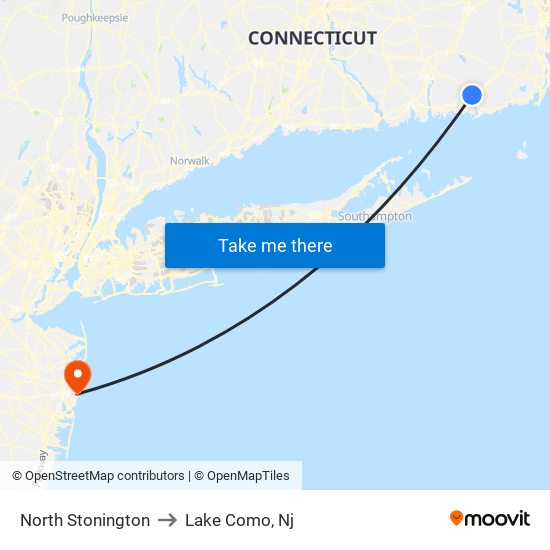 North Stonington to Lake Como, Nj map