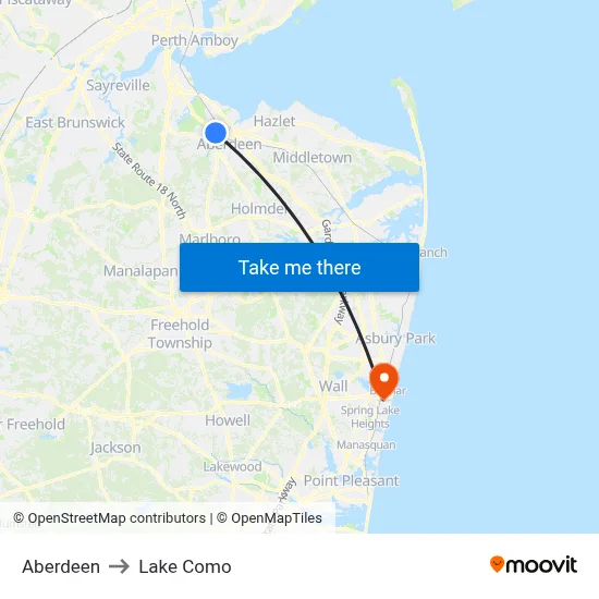 Aberdeen to Lake Como map