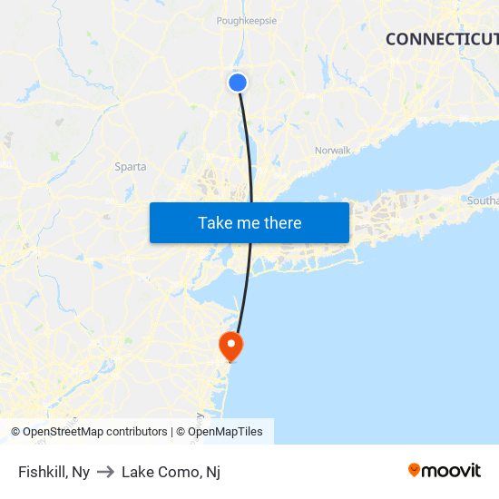 Fishkill, Ny to Lake Como, Nj map