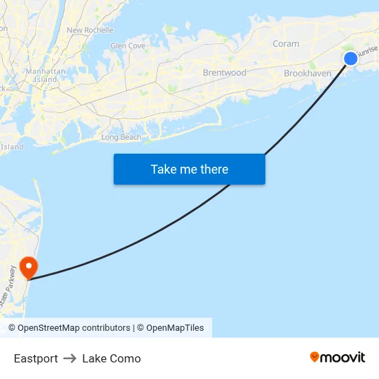 Eastport to Lake Como map