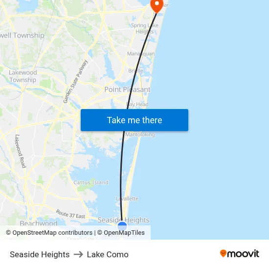 Seaside Heights to Lake Como map