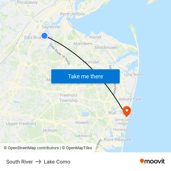 South River to Lake Como map