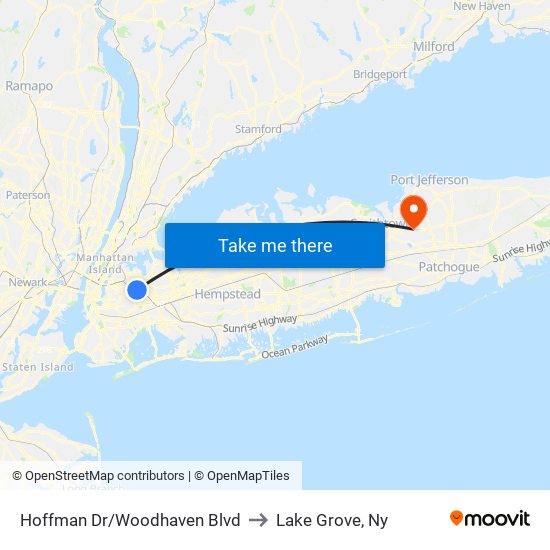 Hoffman Dr/Woodhaven Blvd to Lake Grove, Ny map