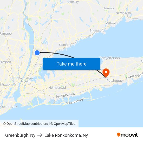 Greenburgh, Ny to Lake Ronkonkoma, Ny map