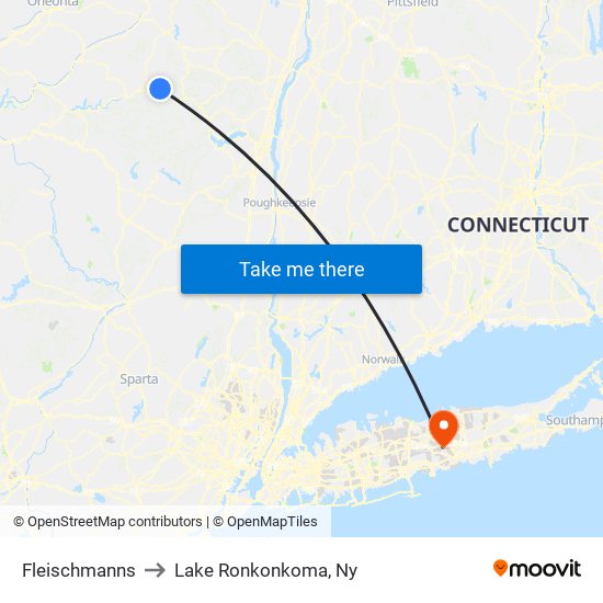 Fleischmanns to Lake Ronkonkoma, Ny map