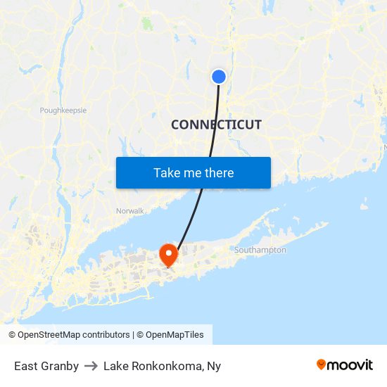 East Granby to Lake Ronkonkoma, Ny map