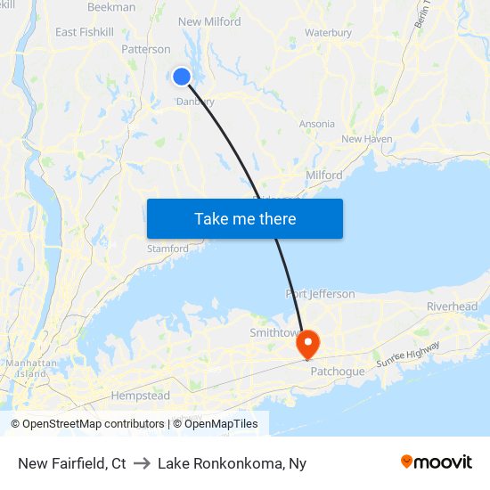 New Fairfield, Ct to Lake Ronkonkoma, Ny map