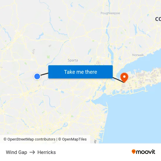 Wind Gap to Herricks map