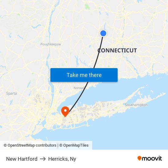 New Hartford to Herricks, Ny map