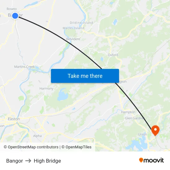 Bangor to High Bridge map