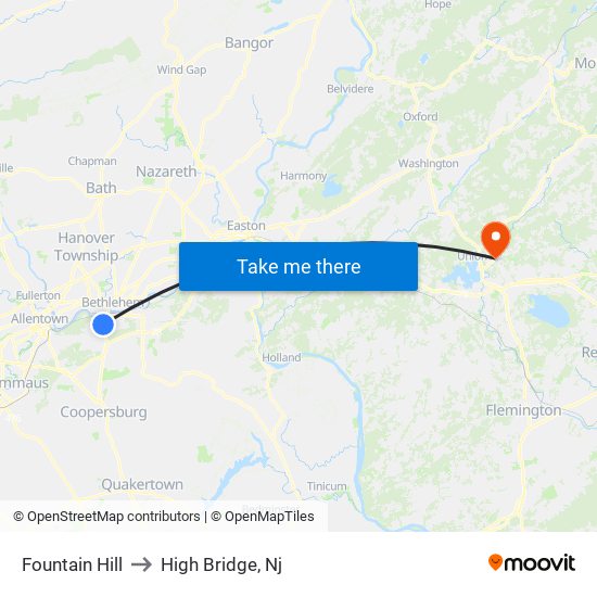 Fountain Hill to High Bridge, Nj map